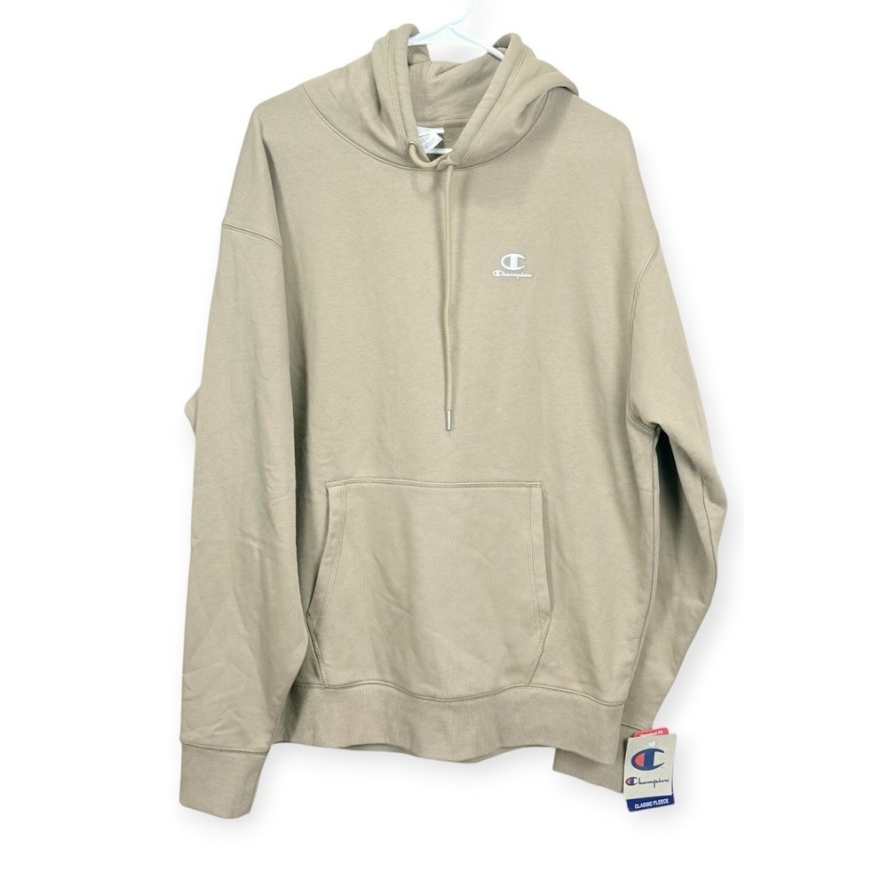 Champion Men's Classic Fleece Hooded Sweatshirt Size Large Tan NWT